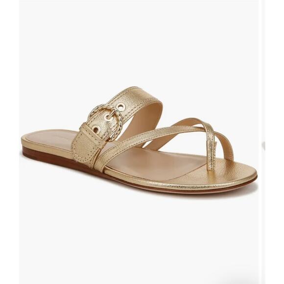 Veronica Beard Salva slide gold leather sandals size 10